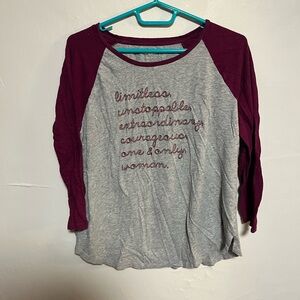 Old Navy Burgundy and Gray Long Sleeve Tee